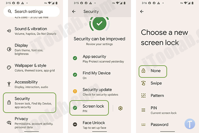 Retire el bloqueo de la pantalla de Samsung
