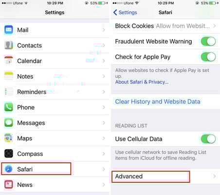 Eliminar datos del sitio web 