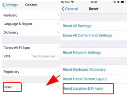 Restablecer la ubicación y la configuración de privacidad en iOS