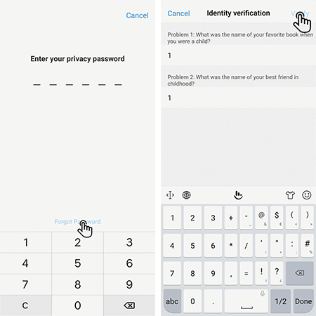 Restablecer el bloqueo de privacidad en Vivo utilizando preguntas de seguridad