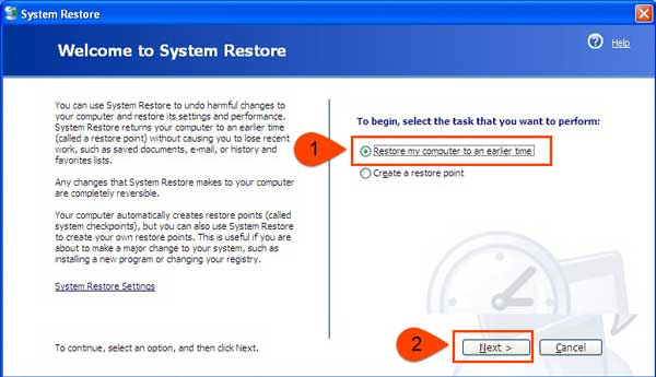 Restaurar la computadora a una hora anterior para corregir el error 6