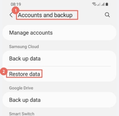 Restaurar datos de Samsung Cloud