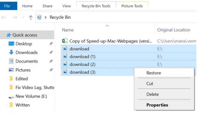 Recuperar de Windows Recycle Bin