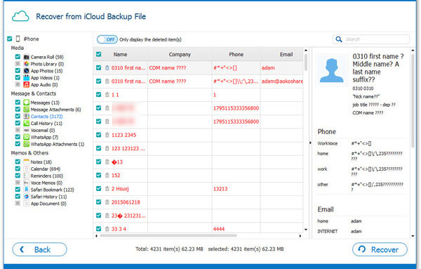 Descargue selectivamente mensajes de iCloud con la recuperación de datos de iPhone