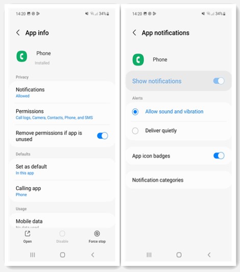 Verifique las notificaciones de la aplicación