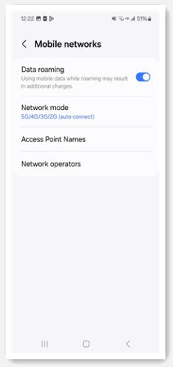Roaming de datos de Samsung