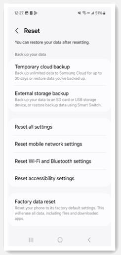 Restablecer la configuración de la red móvil