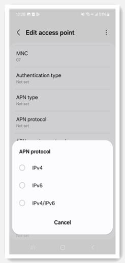 Establecer APN Protocal