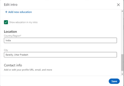 Cambiar la ubicación en el perfil de LinkedIn desde la computadora directamente