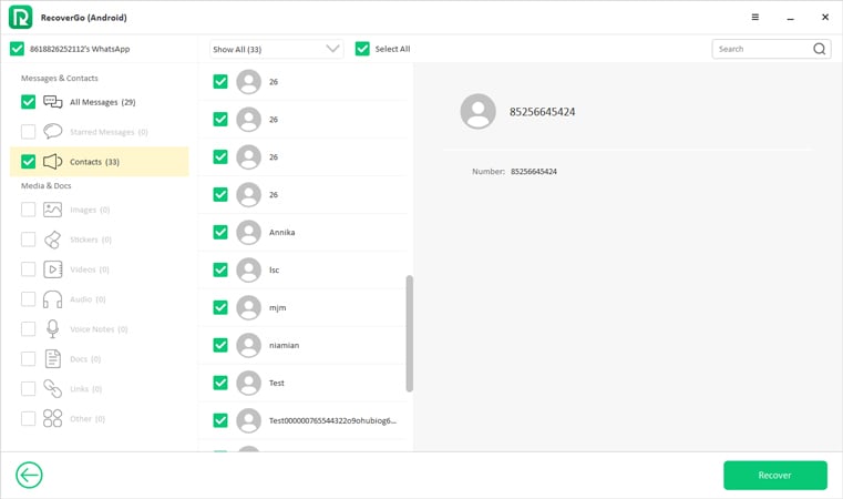 Cómo recuperar la videollamada de Whatsapp no ​​salvada Recovergo para Android