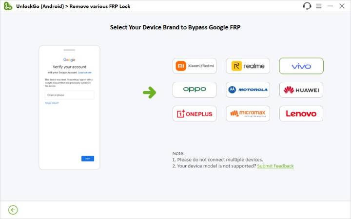 Confirmar la marca de dispositivos Vivo