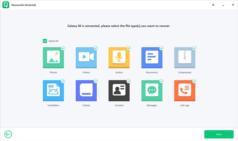 Cómo recuperar archivos eliminados de la memoria del teléfono Samsung Recovergo Android