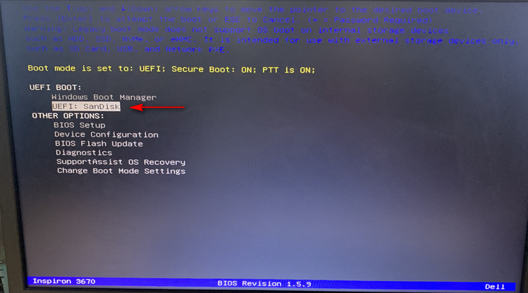 Seleccione la unidad flash Ubuntu USB 
