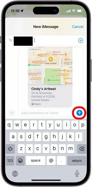 Enviar ubicación en iMessage