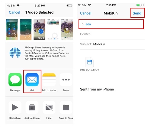 Envíe un correo electrónico a los videos de iPhone al iPhone