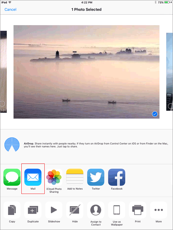 Enviar una foto de iPad a iPad con correo electrónico