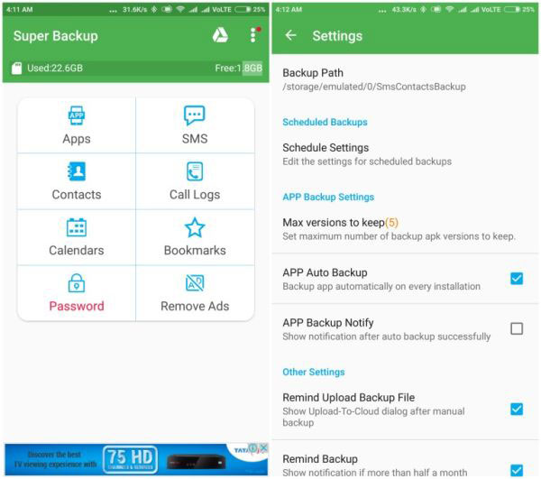 La mejor aplicación de copia de seguridad de contacto como Super Backup and Restore