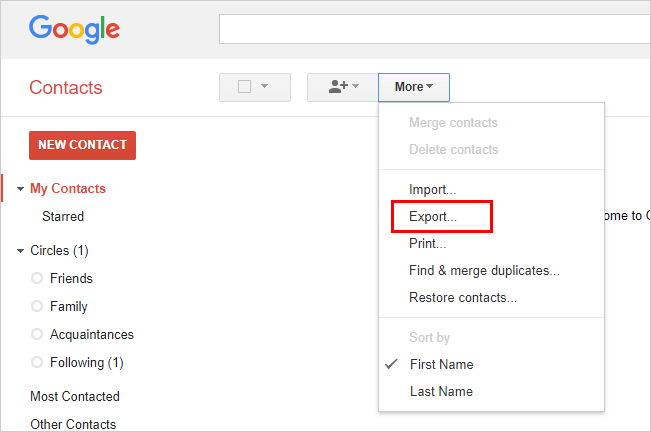 Descargue los contactos de Google a una computadora