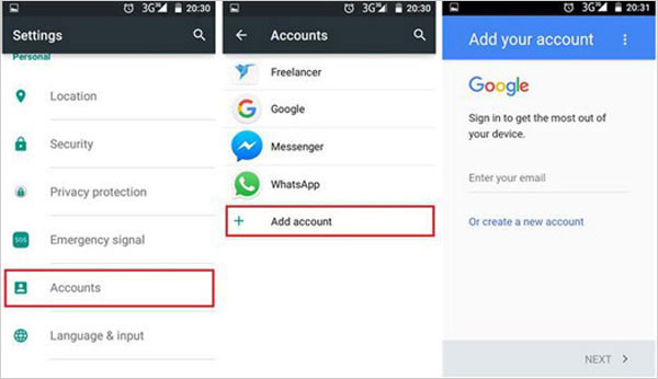 Contactos de sincronización de ZTE a la cuenta de Gmail