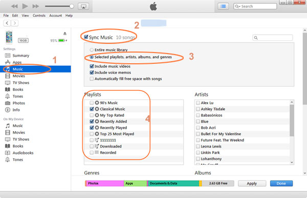Sync Itunes Lista de reproducción a iPhone