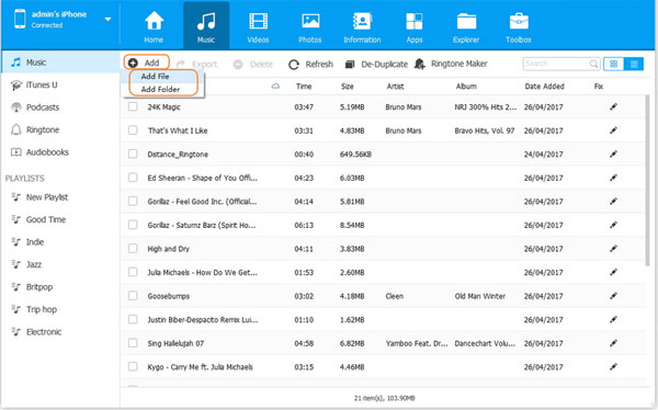 Transferir mp3 de computadora a iPhone