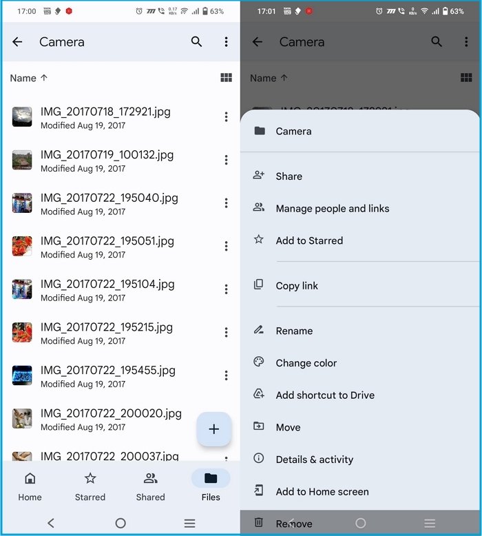 Transferir imágenes de Android a iPhone a través de Googledrive Subiendo