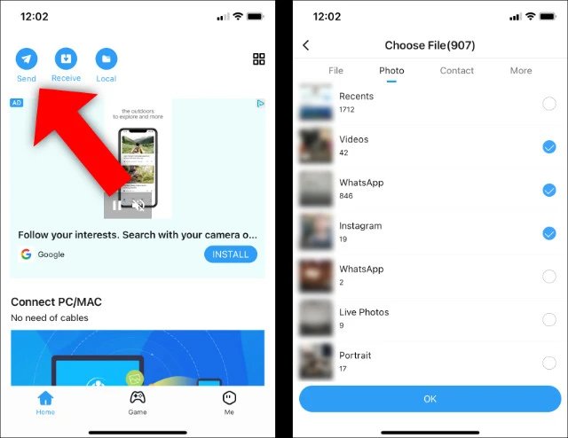 Transfiera imágenes de Android a iPhone a través de Shareit