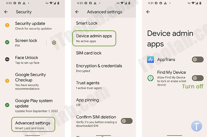 ¿Cómo puedo encontrar el administrador de dispositivos ocultos en Android?