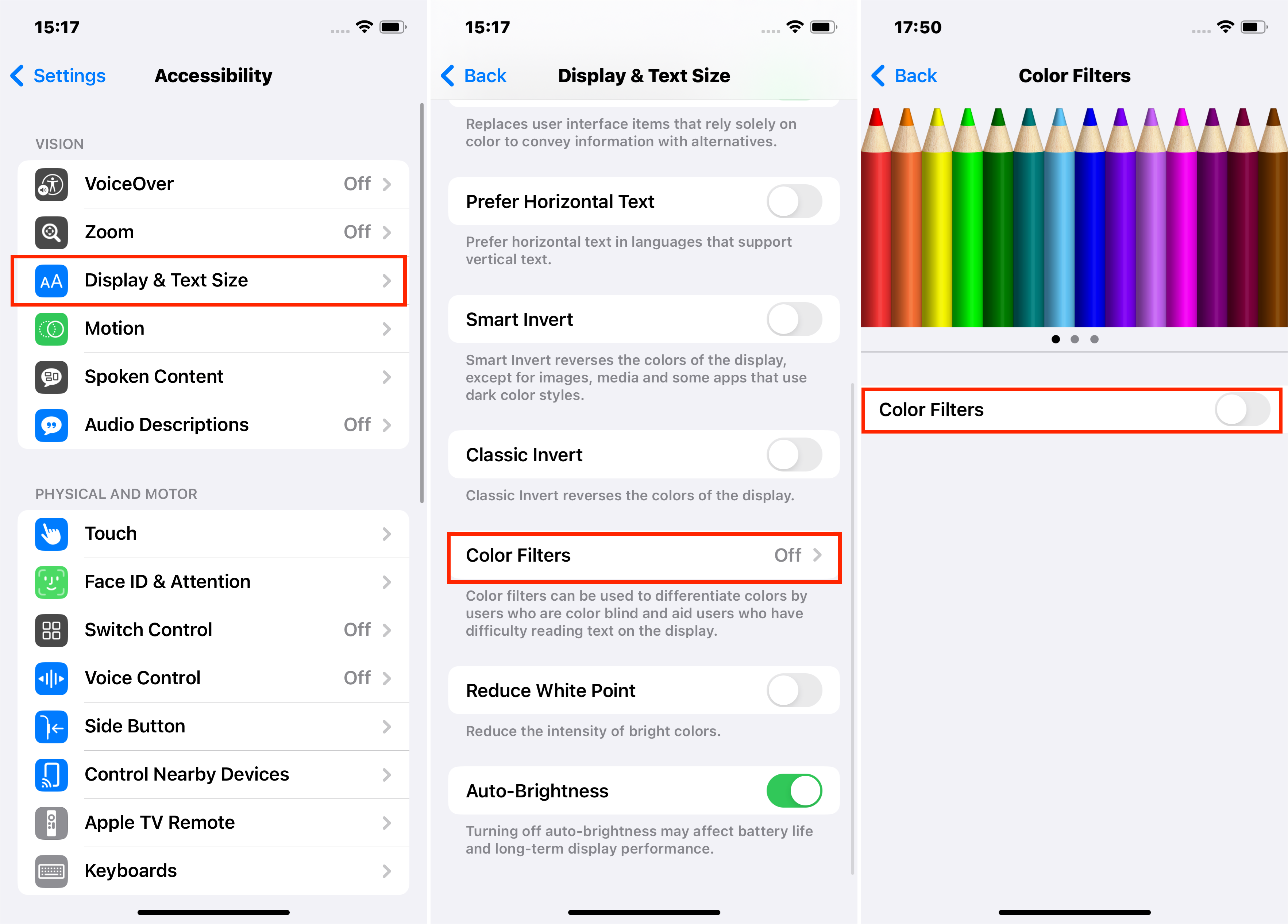Apague el modo de escala de grises en iPhone a través de la configuración
