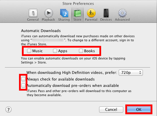 Desactivar la descarga automática para acelerar iTunes
