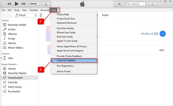 Actualice iTunes para arreglar iPhone SE iTunes atascado al verificar la restauración de iPhone