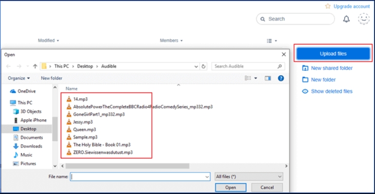 Subir música a Dropbox en la computadora