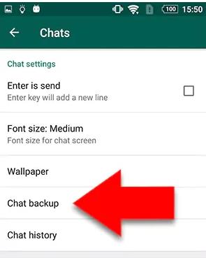 a través de la copia de seguridad de chat