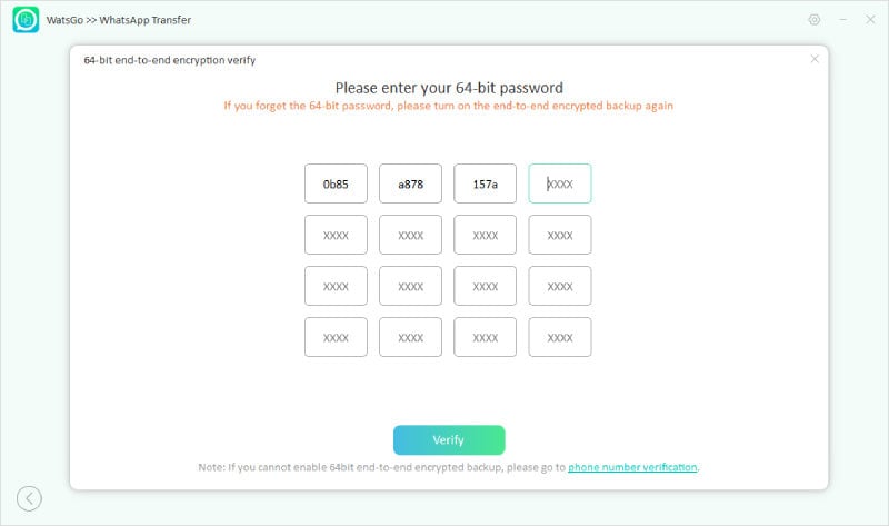 Verificación de copia de seguridad de Whatsapp