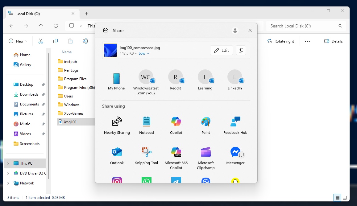 Nivel de compresión de Windows 11
