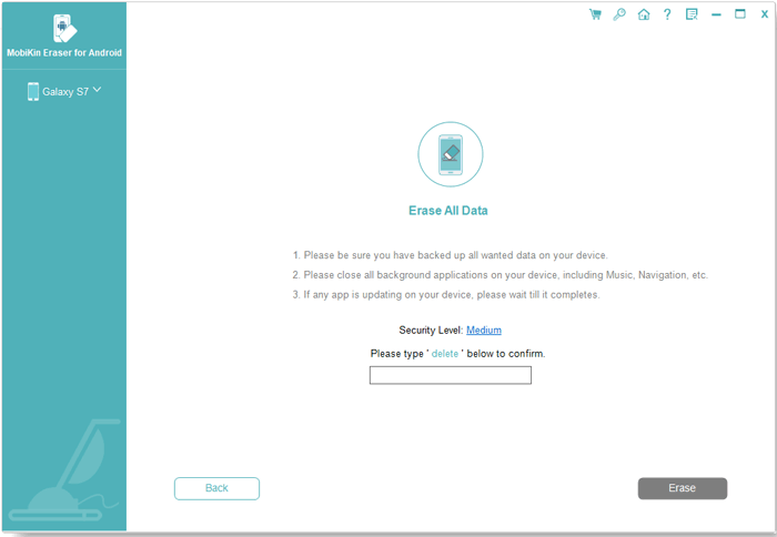 optar por el nivel de seguridad para borrar datos