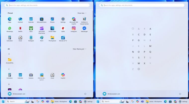 Inicio del nombre de nombre del menú Grid todas las aplicaciones Diseño