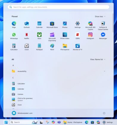 Iniciar menú El diseño de la lista de nombres de todas las aplicaciones