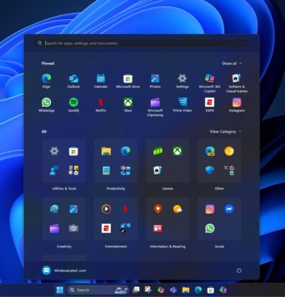 Windows 11 Nuevo menú de inicio Look